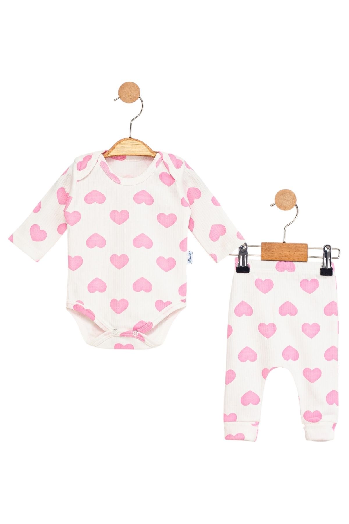 Süpermini %100 PAMUKLU KALPLİ BEBEK 2'Lİ BODY - ZIBIN BEBE TAKIM