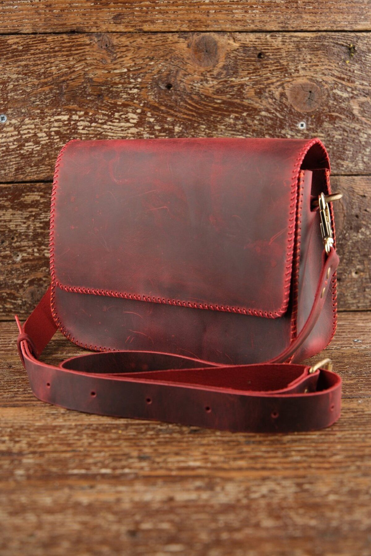 SUMRA El Yapımı %100 Hakiki Dana Derisi El ve Omuz Çantası Bordo 24cmx20cmx6cm SM-D-0072