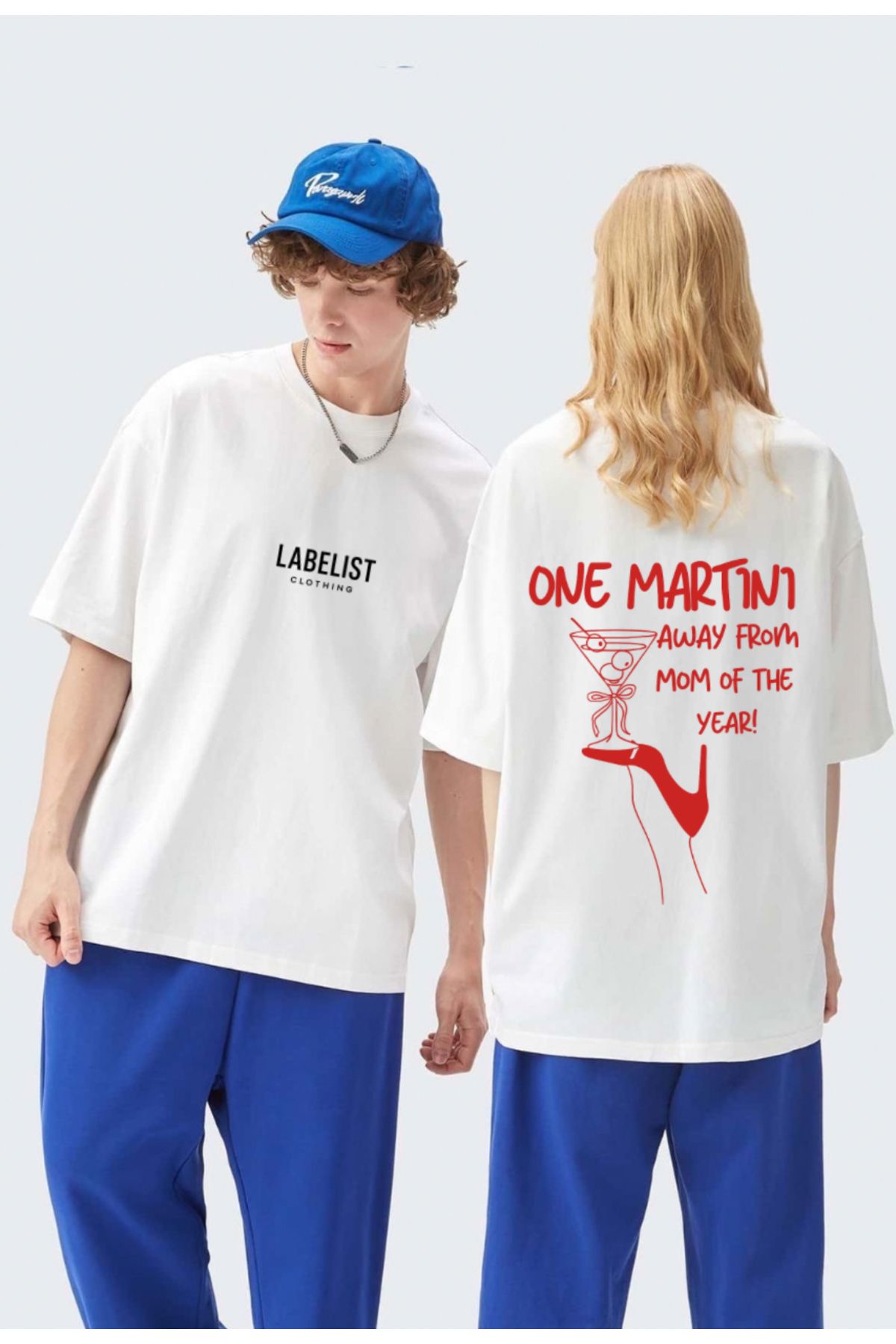 LABELIST CLOTHING UNISEX OVERSIZE ONE MARTINI SIRT BASKILI T-SHIRT