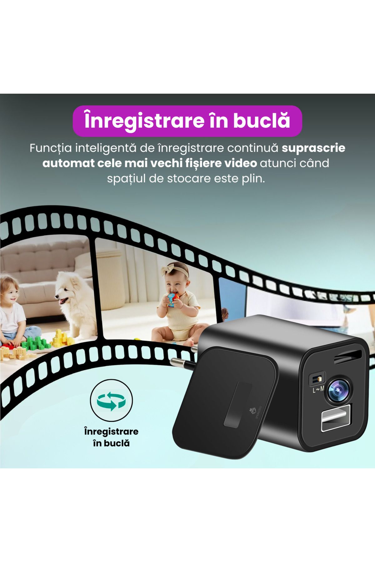 Spionescu-USB charger with 1080P hidden camera, motion detection, loop recording, no Wi-Fi 4