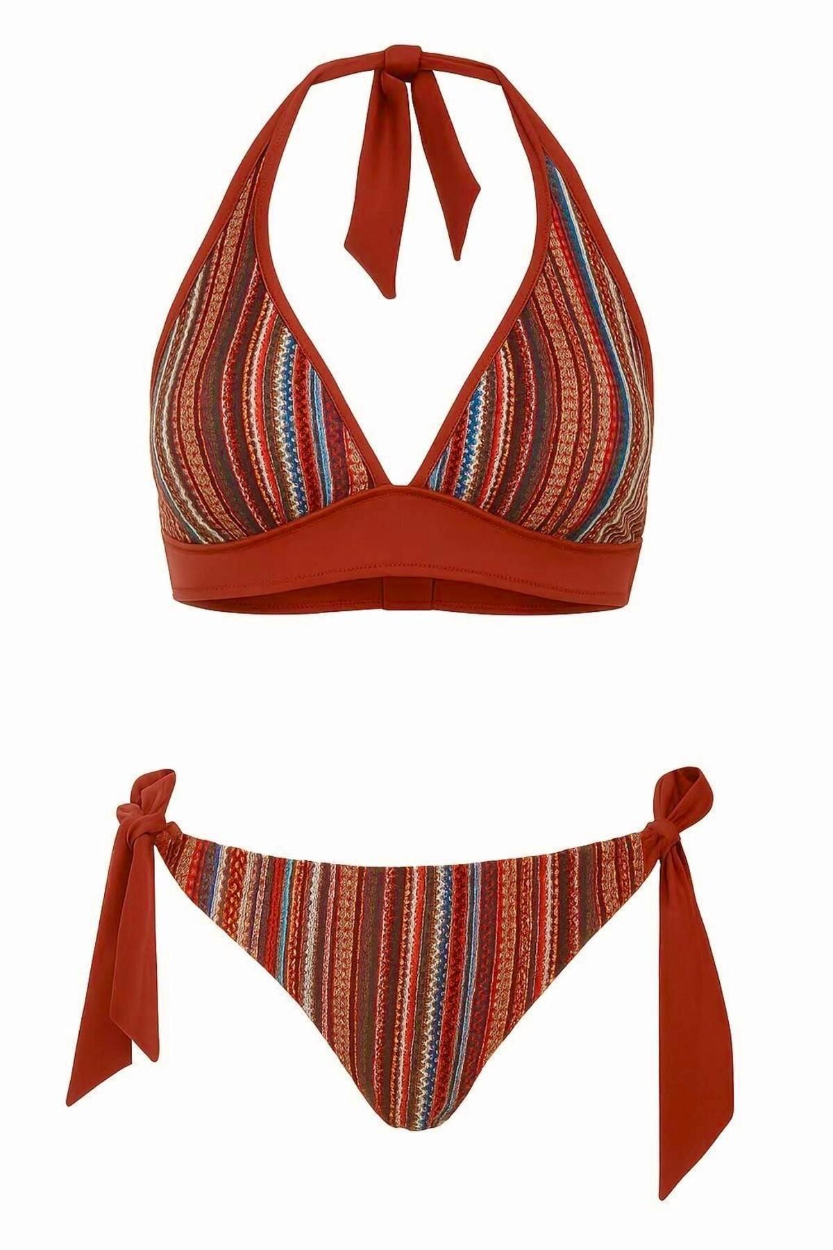 DEEP BEACH Dokulu Ve Dantelli Çok Renkli Bikini Takım
