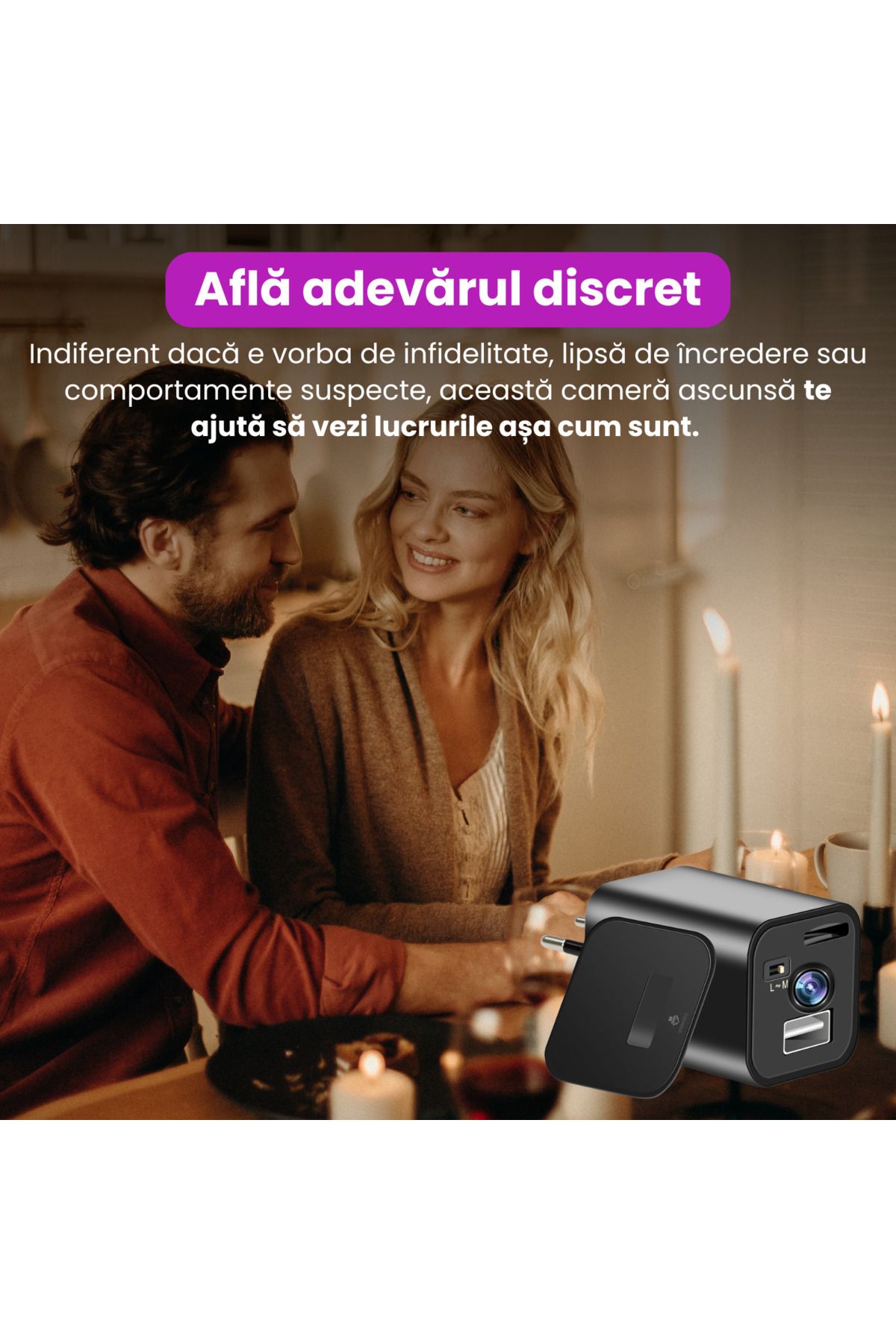 Spionescu-USB charger with 1080P hidden camera, motion detection, loop recording, no Wi-Fi 7