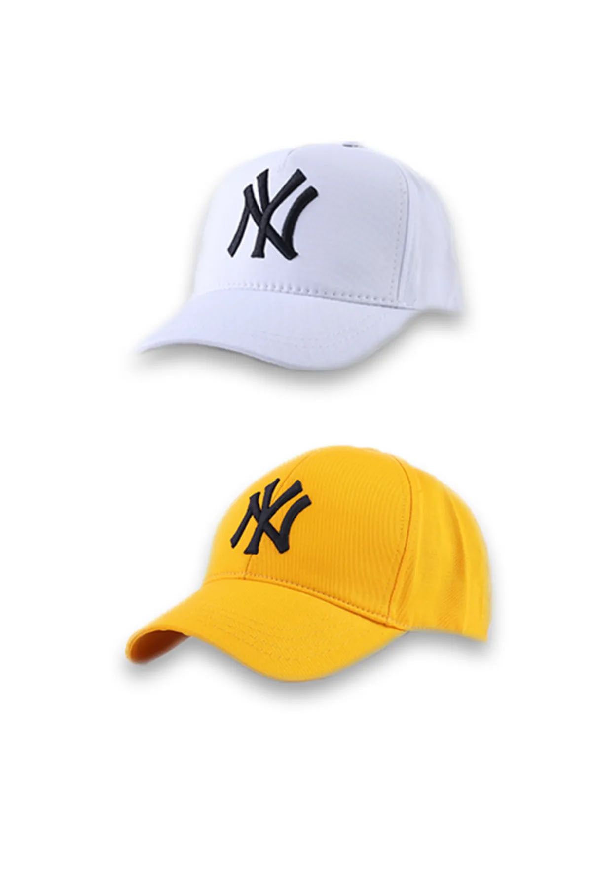 Belifanti Collection NY Newyork 2'li Şapka Set Beyaz Sarı