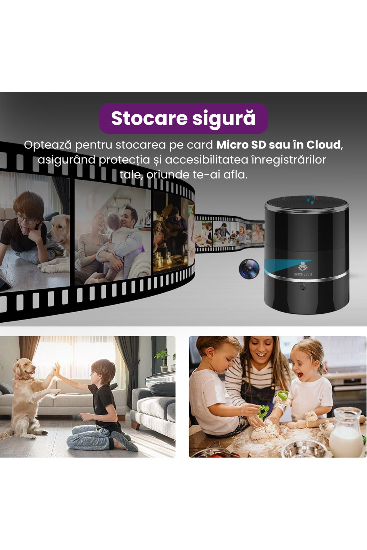 Spionescu-Bluetooth speaker with hidden camera, Wifi, 240° sensor rotation, motion detection 7