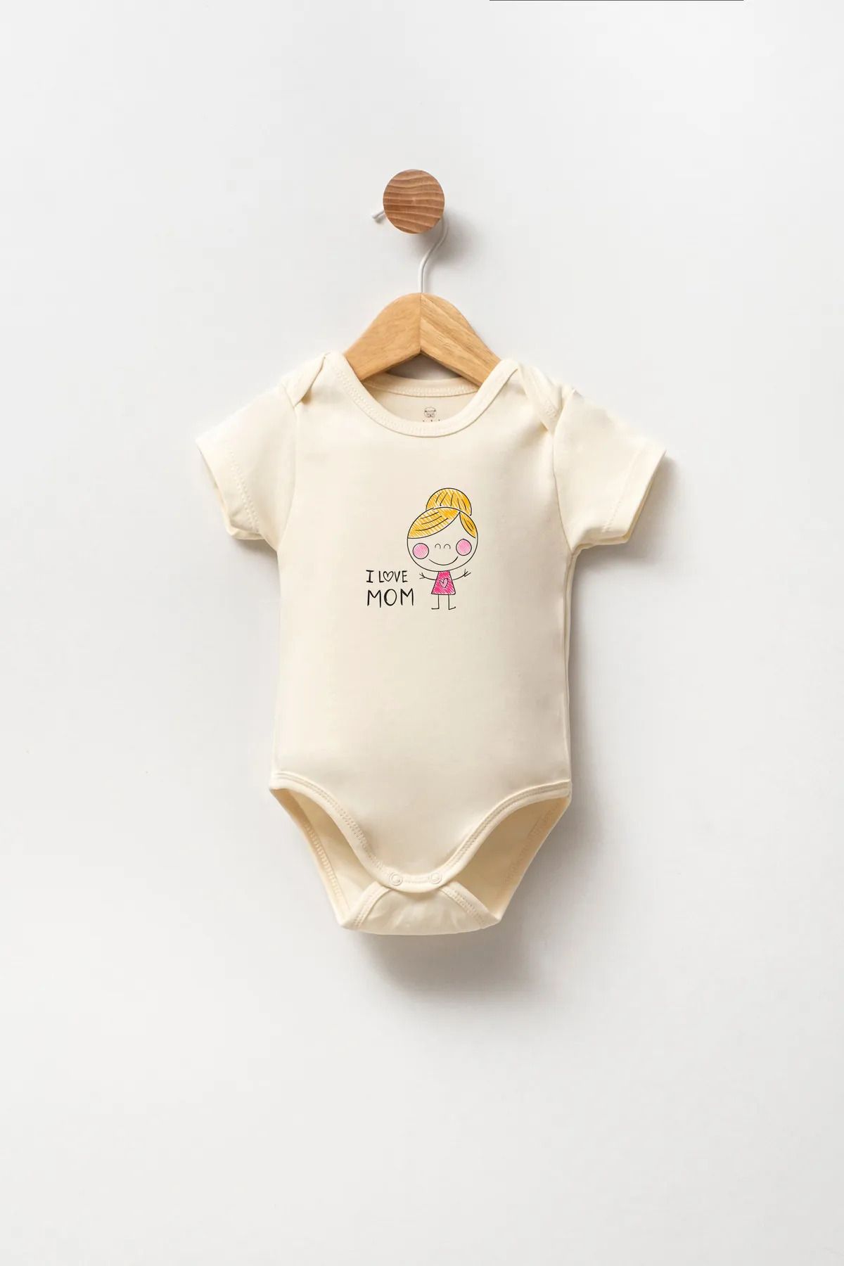 Naive Baby %100 Pamuklu Bebek Body -I Love Mom and Girl Zıbın- Bebek Zıbın Badi