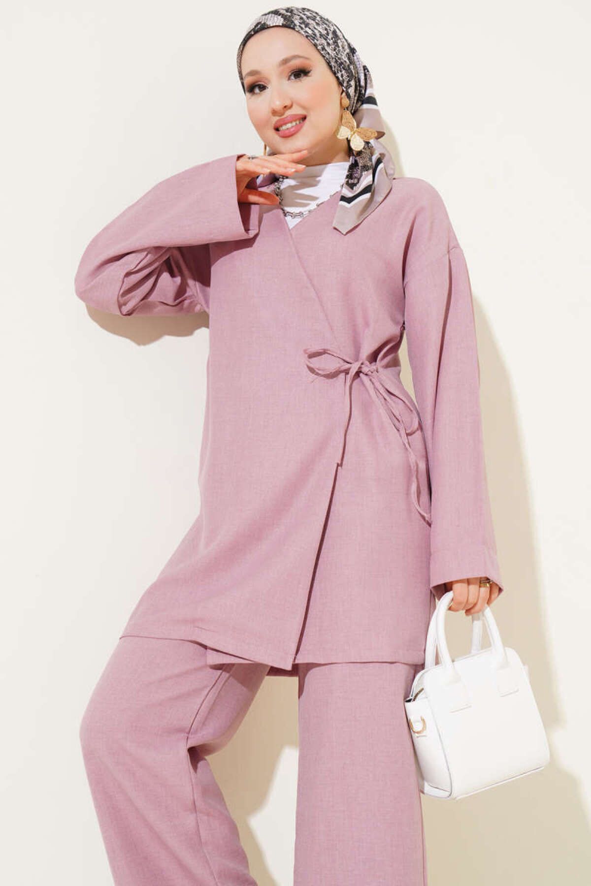 VOLT CLOTHİNG Kadın Yandan Bağlamalı Kimono İkili Takım