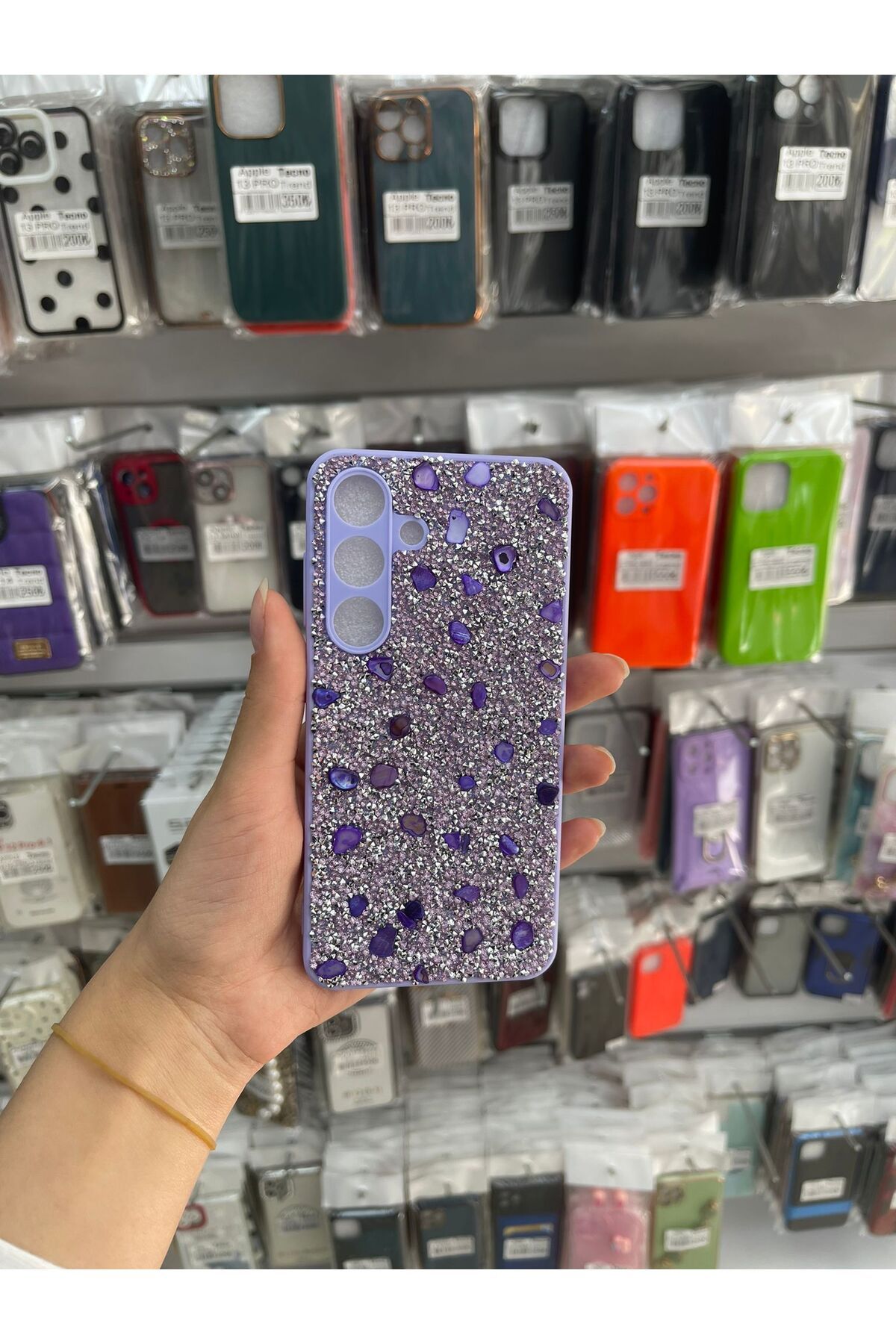 TECNOTREND SAMSUNG S25 UYUMLU PARLAK TAŞLI TASARIM PIRLANTA KAPAK