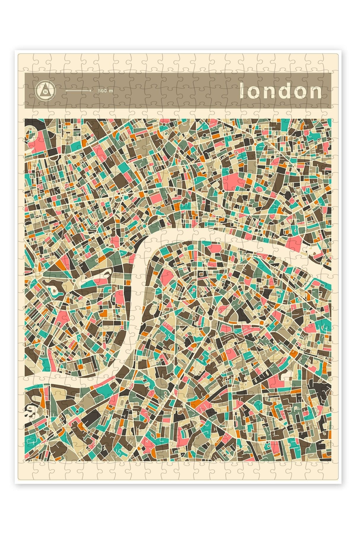 Jeronkarji Londra Haritası II 500 Parça Puzzle Yapboz Şehir Manzara Temalı Hobilik