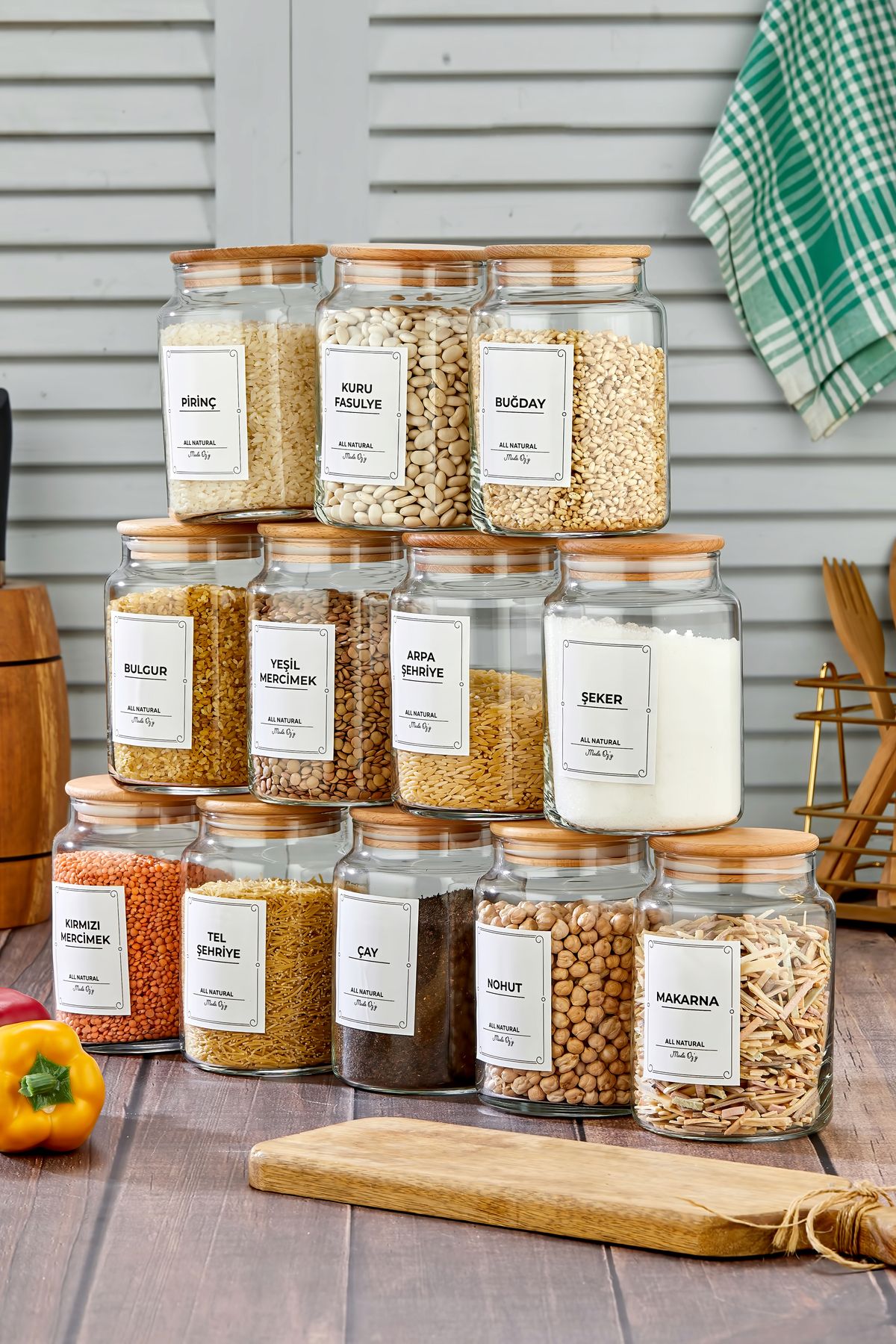 MODA OZY-Labeled, 12-Piece Vacuum Lid 900ml Jar Set / Pulses Set 3