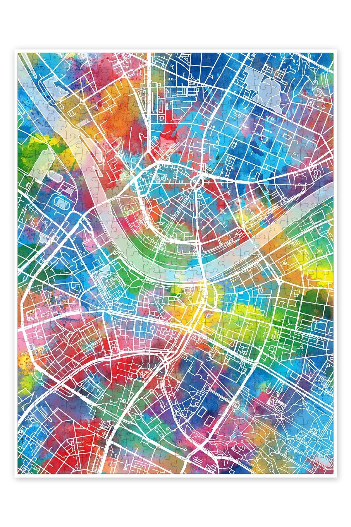 Jeronkarji Dresden şehir haritası 500 Parça Puzzle Yapboz Şehir Manzara Temalı Hobilik
