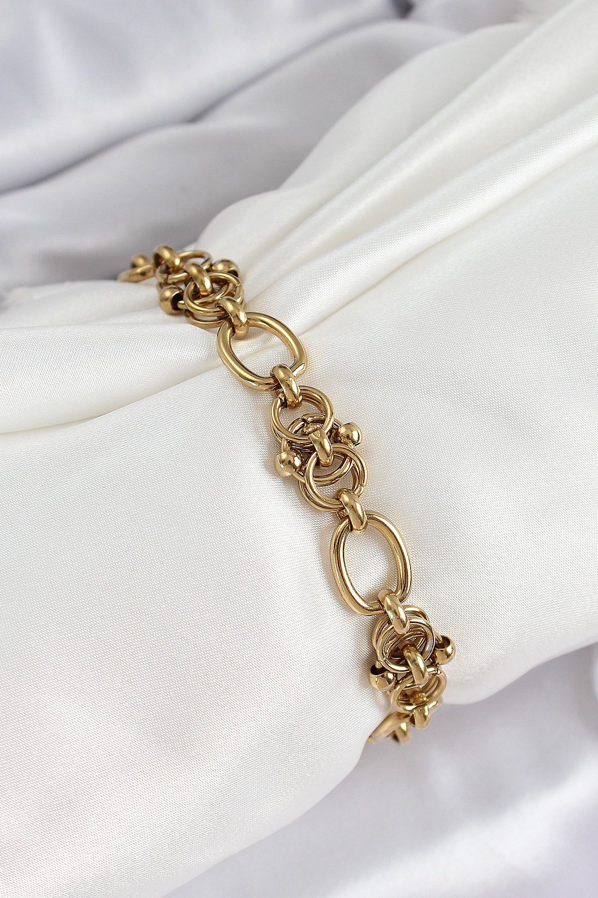 lumossia 316L Çelik Gold Renk Zincirli Kadın Bileklik