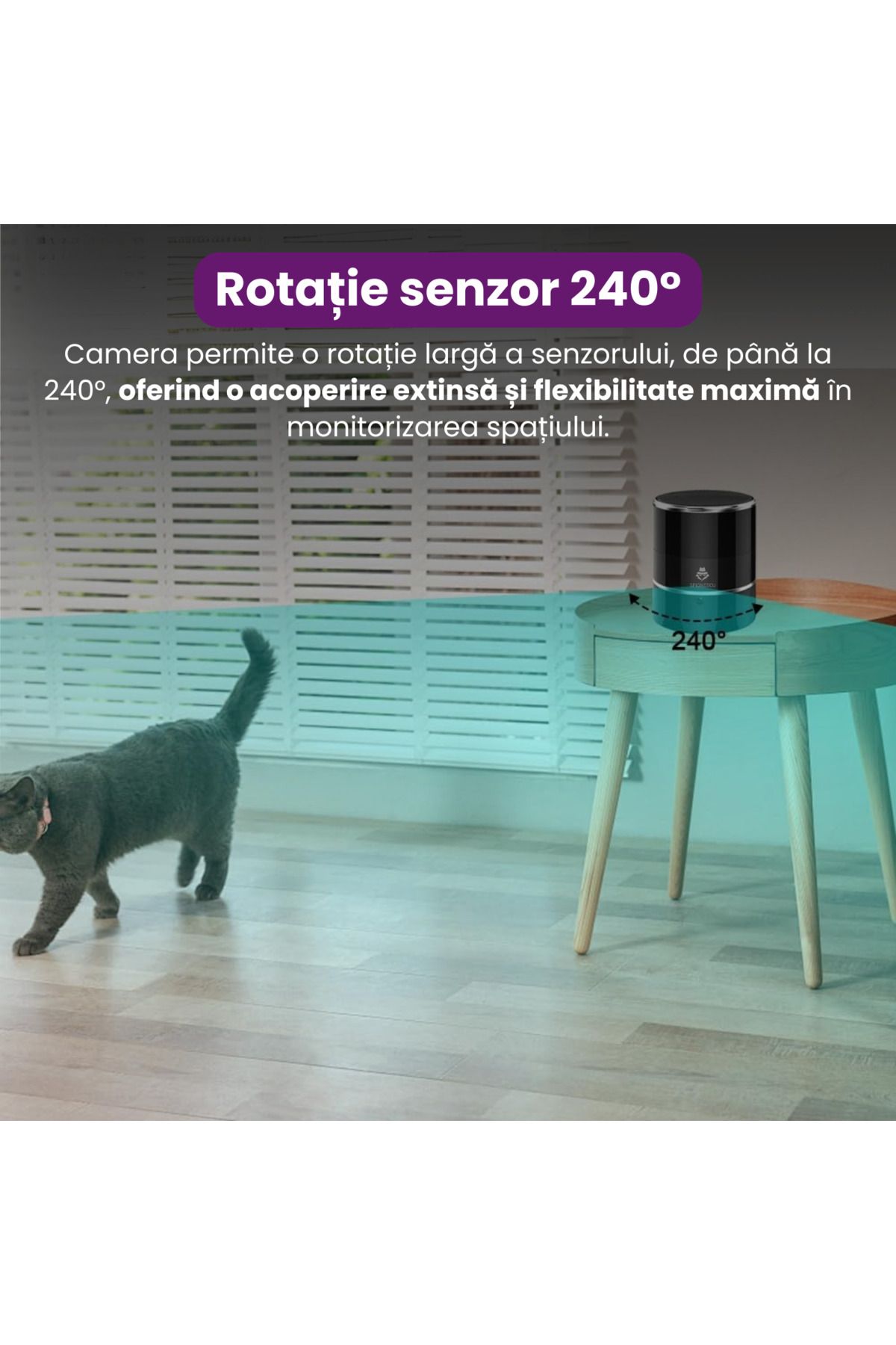Spionescu-Bluetooth speaker with hidden camera, Wifi, 240° sensor rotation, motion detection 4