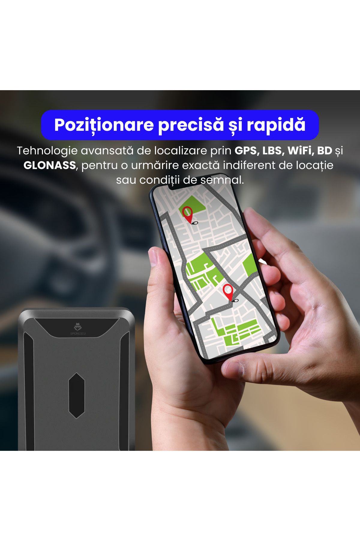 Spionescu-4G GPS tracker with strong magnet, 10,000 mAh battery, real-time location via app, audio monitoring 3