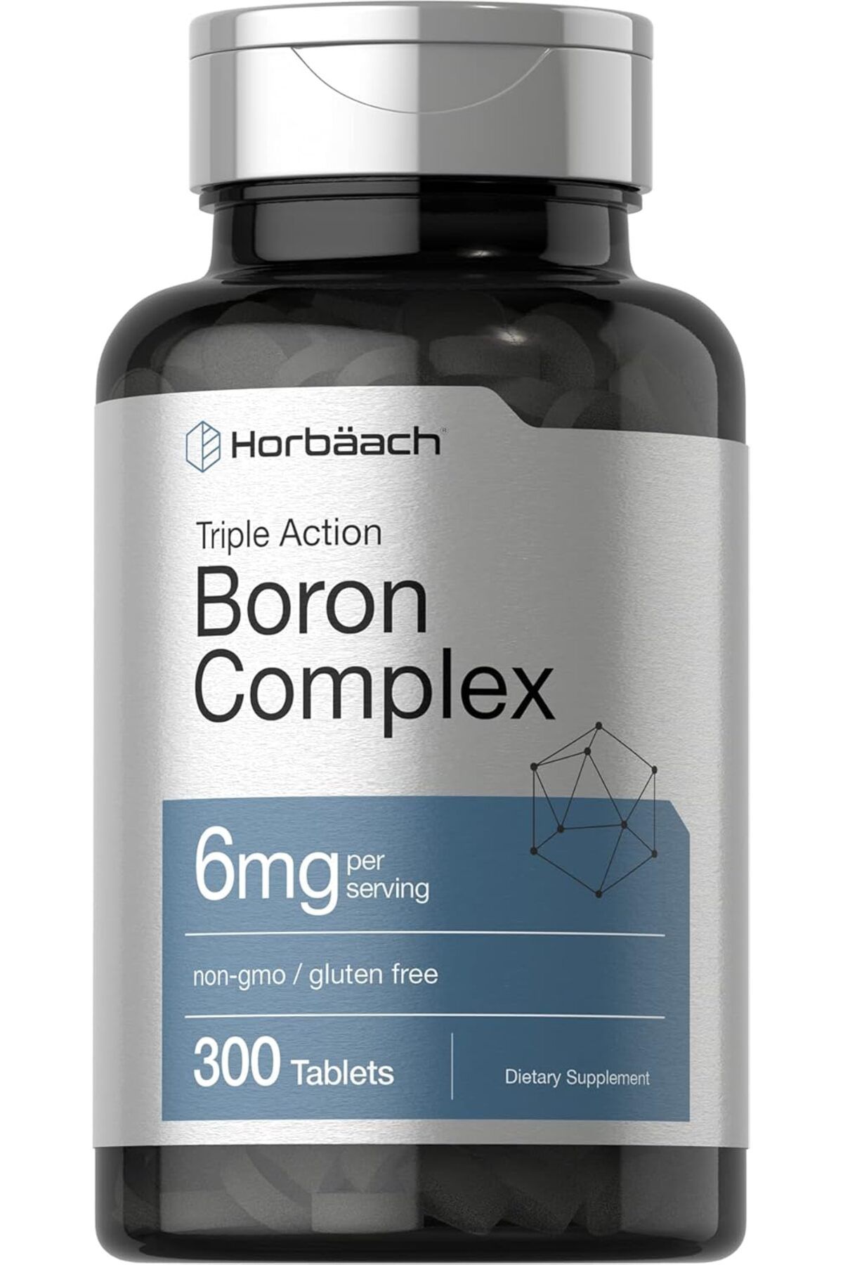 Horbaach Triple Boron Complex 6 mg 300 Tablet (Boron Citrate, Boron Glycinate, Boron Asparate)