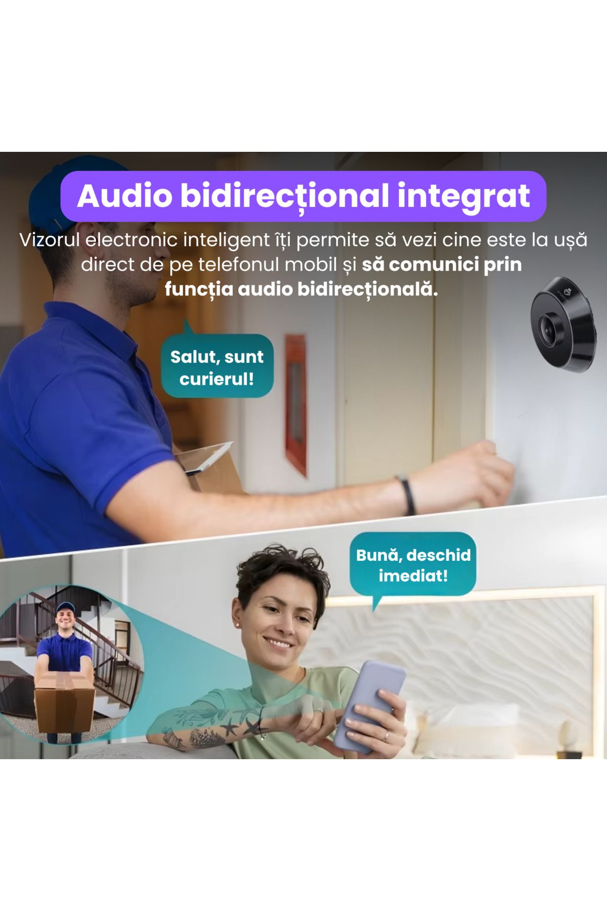 Spionescu-Smart door viewer with 1080P video camera, dual band 2.4G/5G WiFi, PIR motion sensor, two-way audio 4