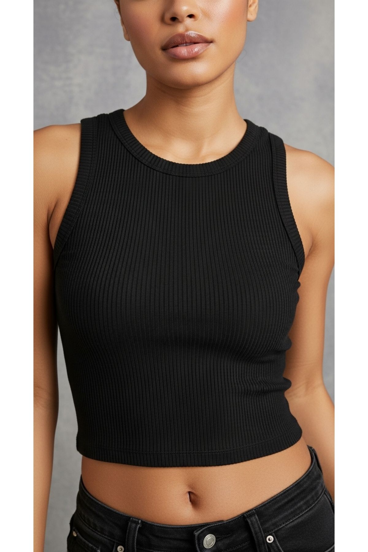 Butikdolabın Kadın Basic Bisiklet Yaka Crop Top