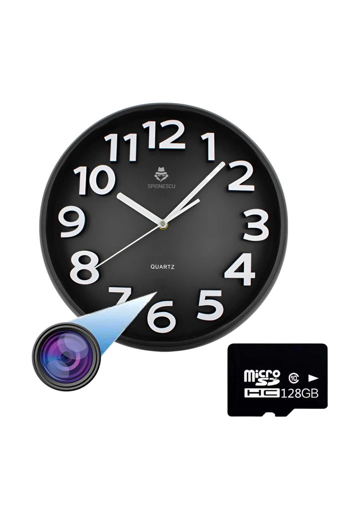 Spionescu-Spy camera in wall clock, C8, Full HD, Wi-Fi, motion detection, 24/7 recording, 90° wide angle 9