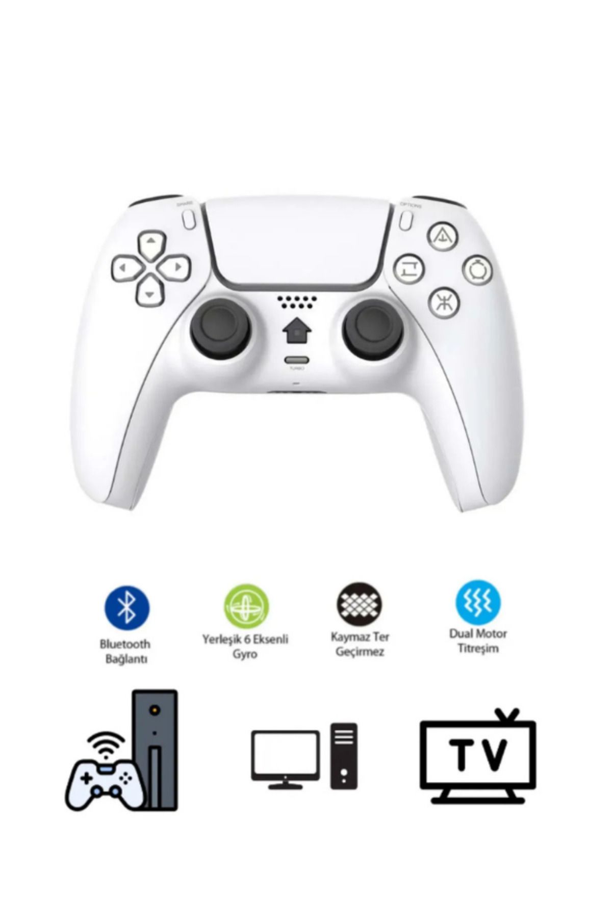 Hietech Kablosuz Gyro Titreşimli Oyun Kolu Joystick PS4 Kolu PS PC TV Uyumlu