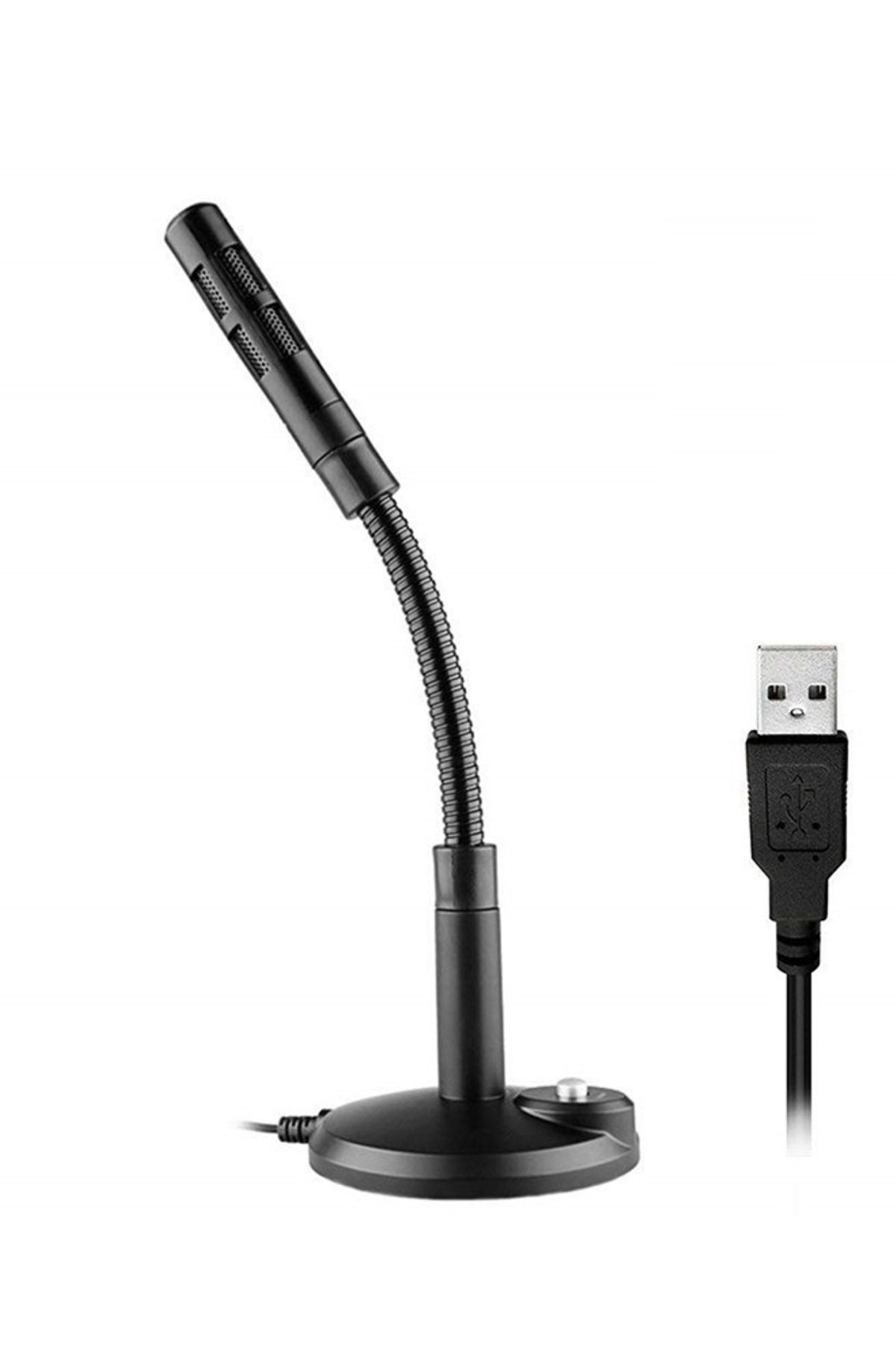 Ecuy Masaüstü USB Bilgisayar Mikrofonu Tak Çalıştır 360° Esnek Gövde Gürültü Engelleyici Siyah
