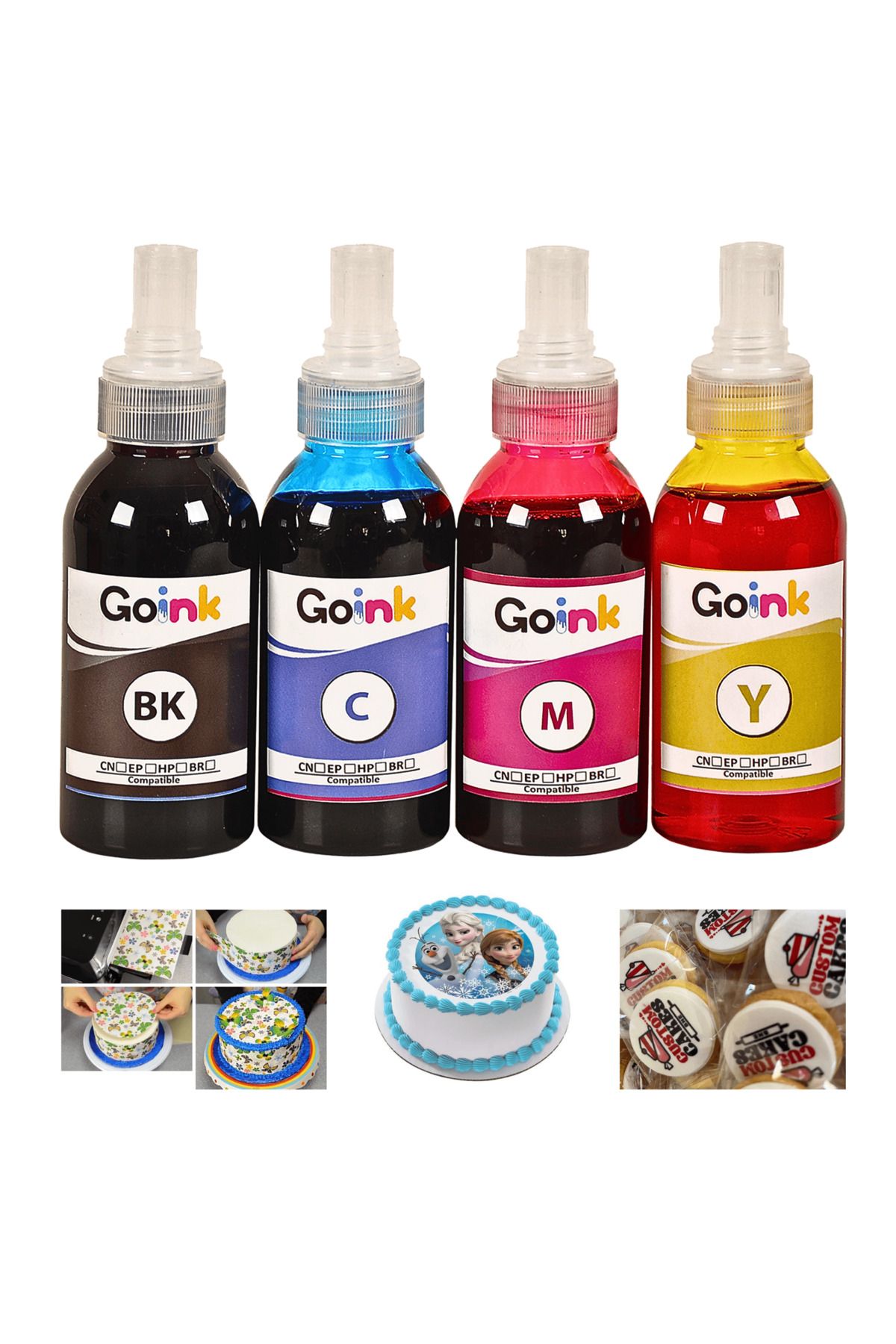 Goink Canon Gı-41 Uyumlu Gıda Mürekkebi Seti 4x100 ml (CMYK) - Pasta Ve Kurabiye Süsleme Için Edible