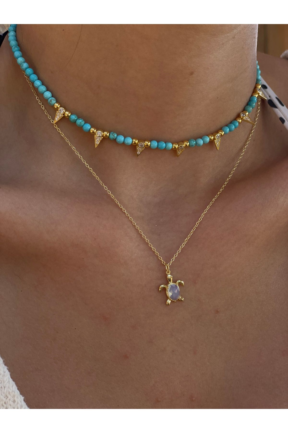 Sade Accessory Ay Taşlı Kaplumbağa Kolye