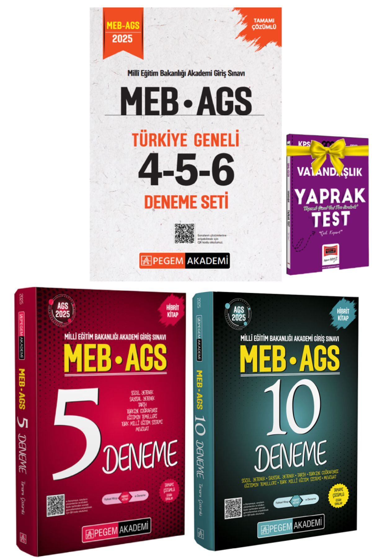 Pegem Akademi Yayıncılık 2025 Pegem MEB AGS Türkiye Geneli Deneme Sınavları+Meb AGS 5 Deneme+10 Deneme+Hediye
