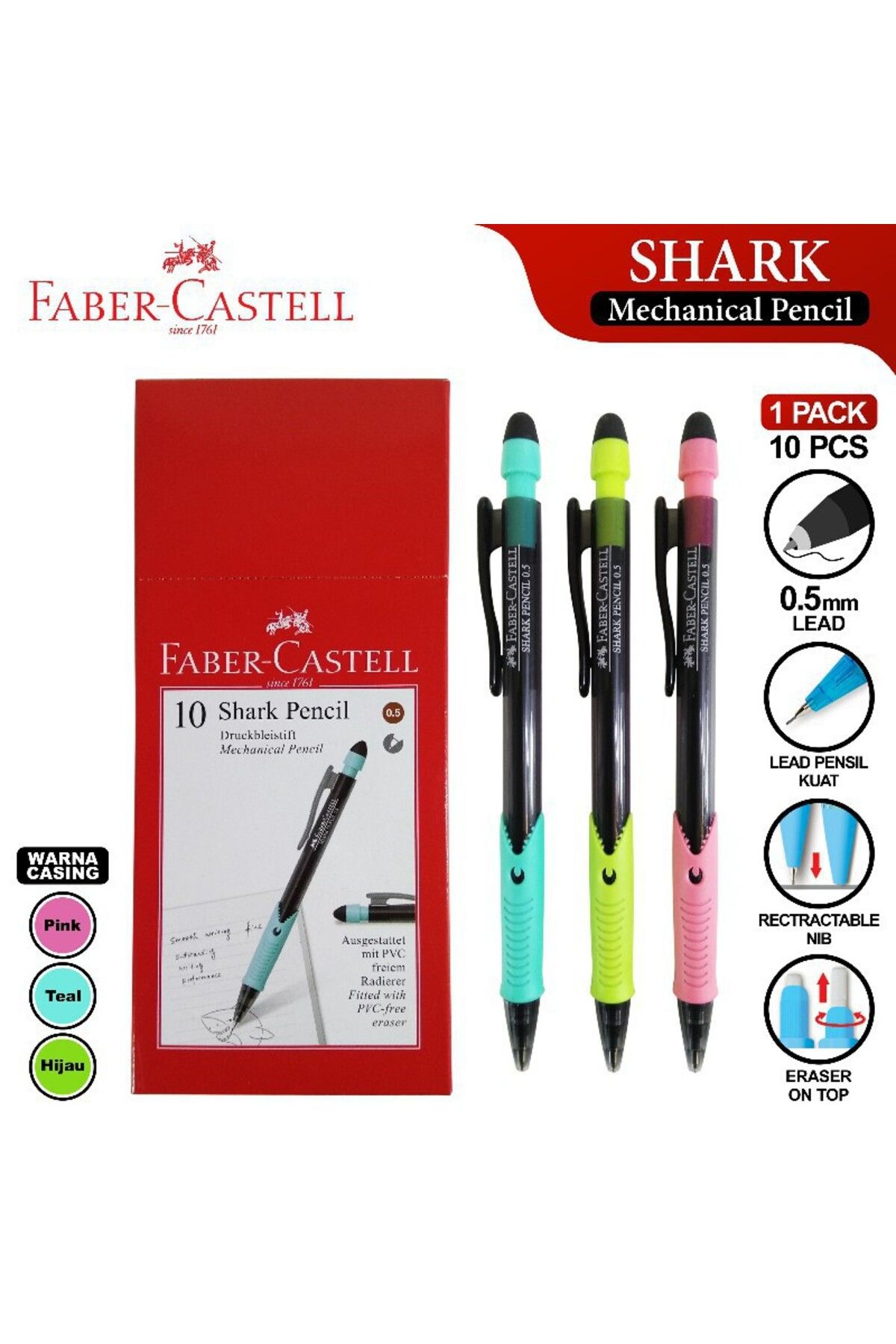 Faber Castell SHARK PENCİL 0.5 mm VERSATİL KALEM ( 2 ADET )