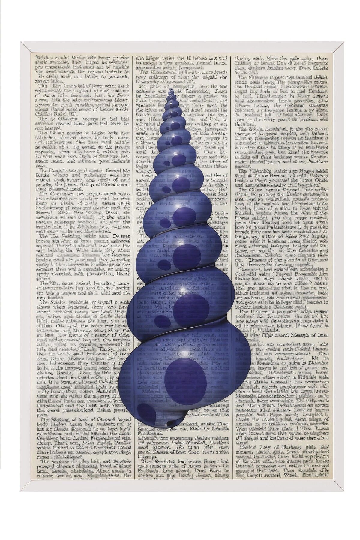 Postifull Beyaz Çerçeveli Poster, Gazetedeki Deniz Kabuğu, İllüstrasyon, Mavi Renk Poster, 2025 Yaz Seçkisi, N