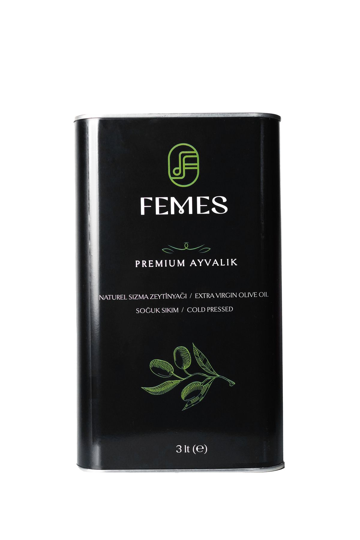 Femes Olive Femes Premium Ayvalık 3 lt Soğuk Sıkım Naturel Sızma Zeytinyağı (Yeni Hasat)