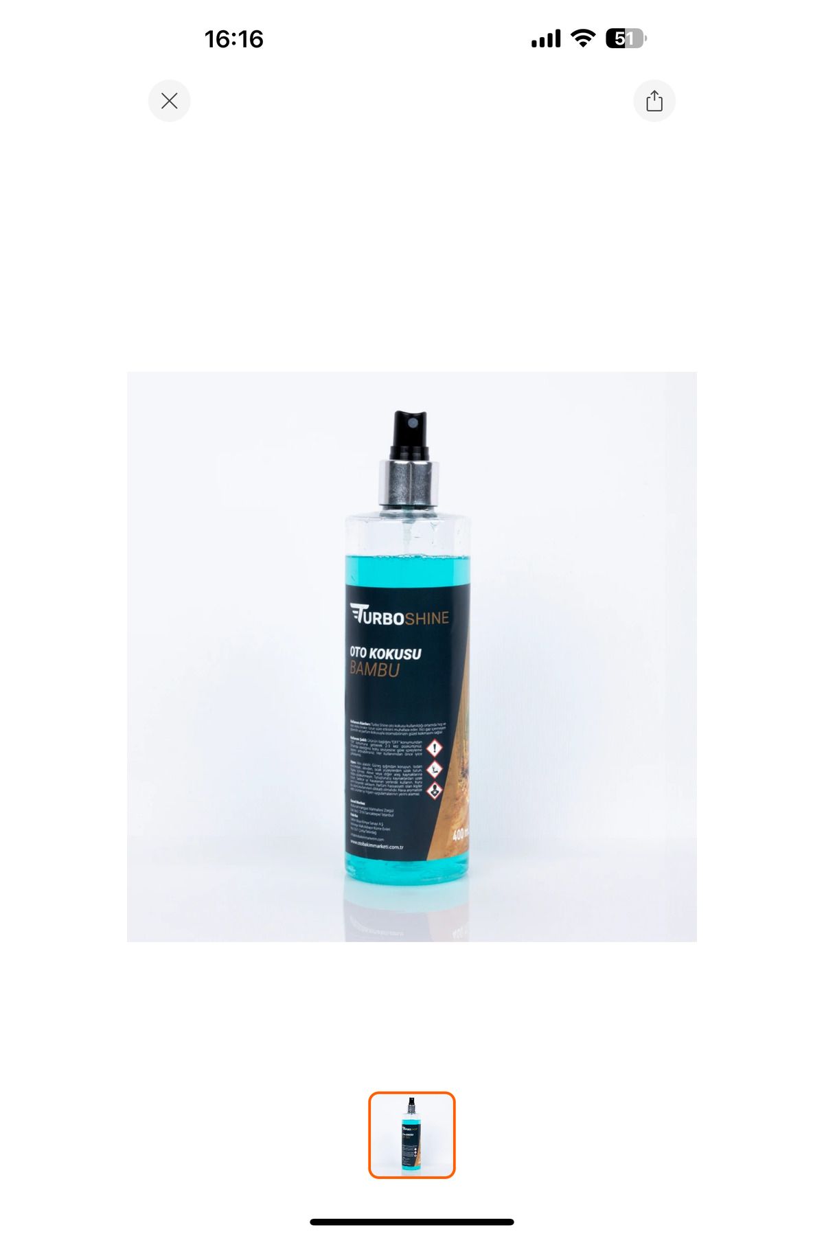 TURBO SHİNE Oto Parfüm Kokusu Bambu 400 ml