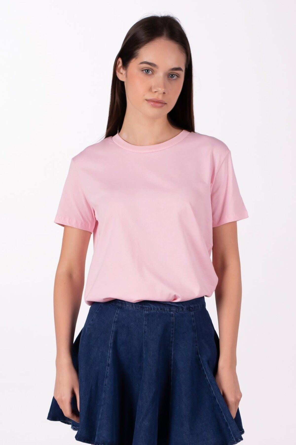 BARRELS AND OIL Bisiklet Yaka Basic T-Shirt - Pembe