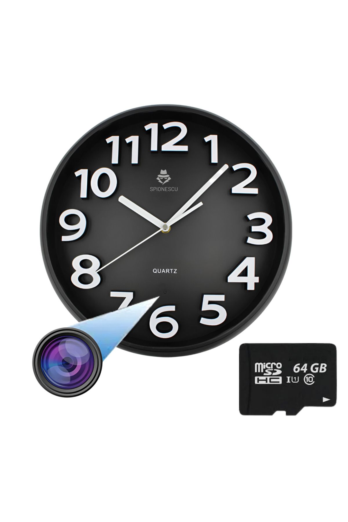 Spionescu-Spy camera in wall clock, C8, Full HD, Wi-Fi, motion detection, 24/7 recording, 90° wide angle 10