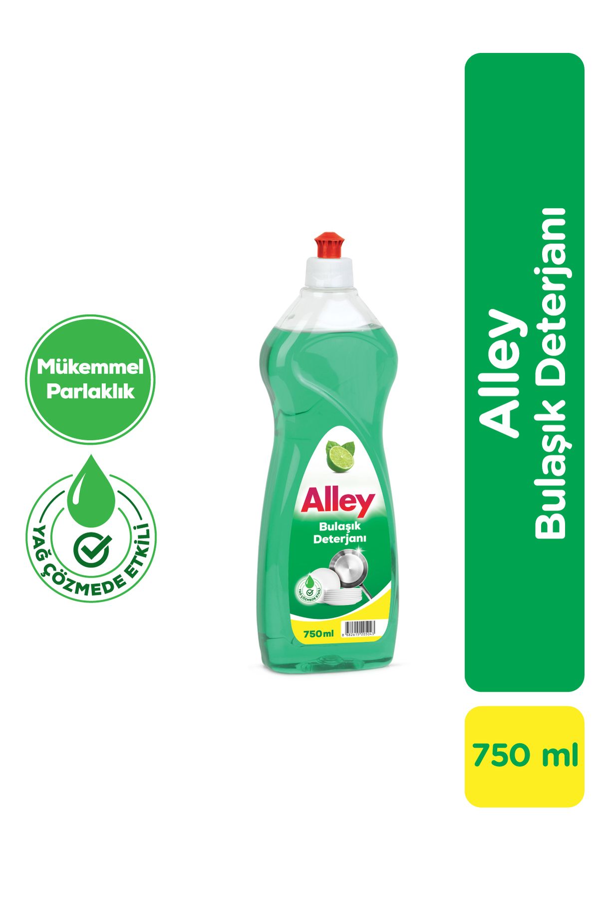 alley Bulaşık Deterjanı 750 ml – Limon Esanslı, Yağ Çözücü Etkili, Mükemmel Parlaklık