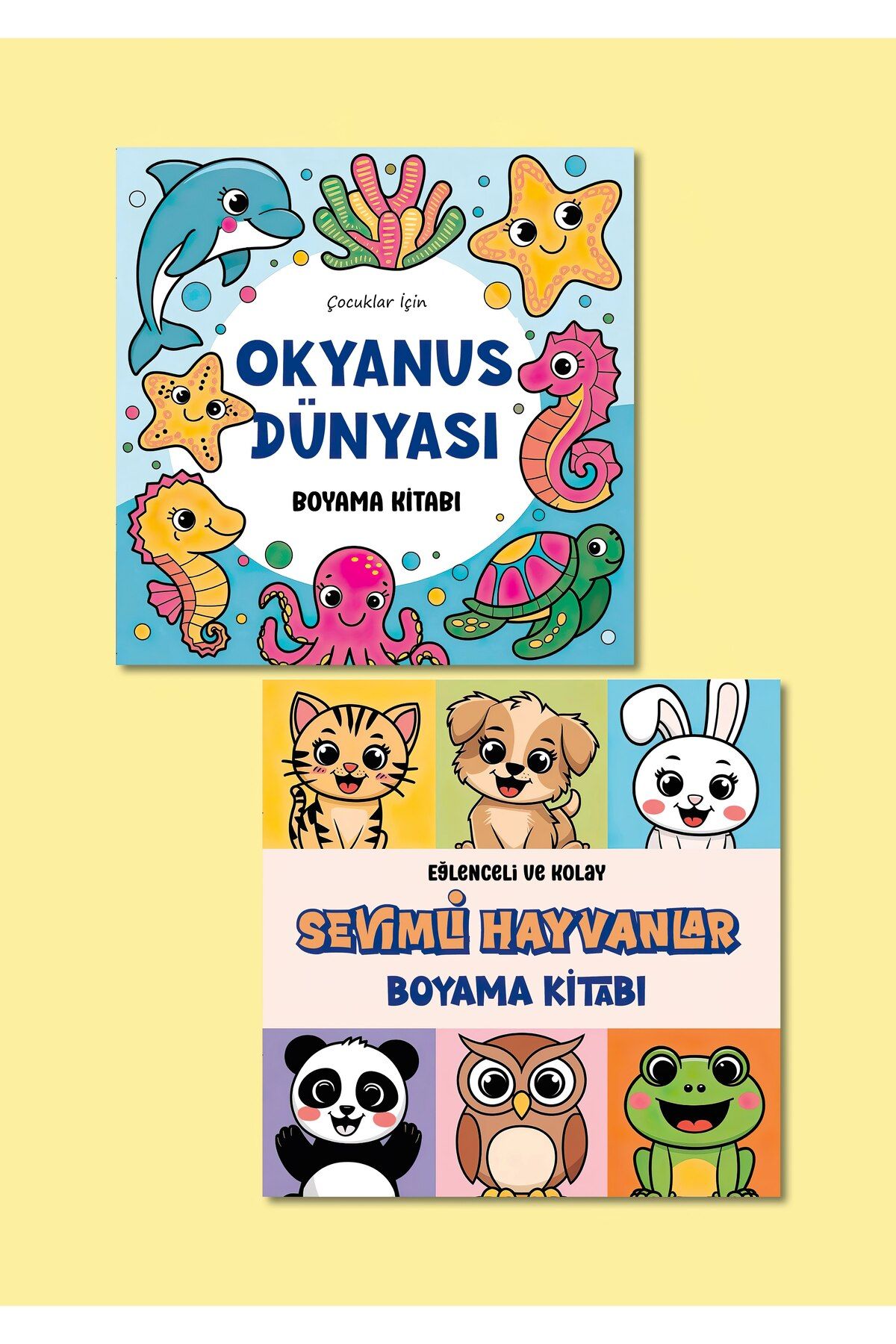 Jüpiter Çocuk Yayınları Okyanus Dünyası & Sevimli Hayvanlar 2’li Boyama Kitabı Seti