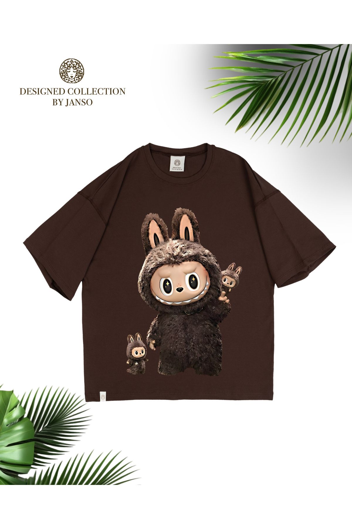JANSO GROUP - KADIN KISA KOLLU TSHIRT BASKILI PAMUKLU OVERSİZE