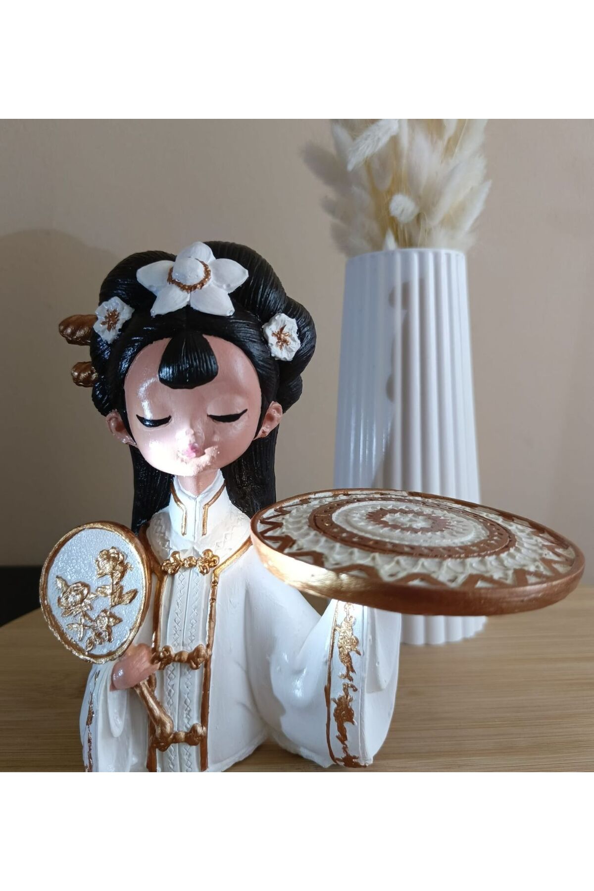 KABUK ATÖLYE 🌺MANDALA SUNUM TEPSİLİ ASYALI KIZ, DEKORATİF SÜS, TAKI STANDI, JAPON PRENSES🌺