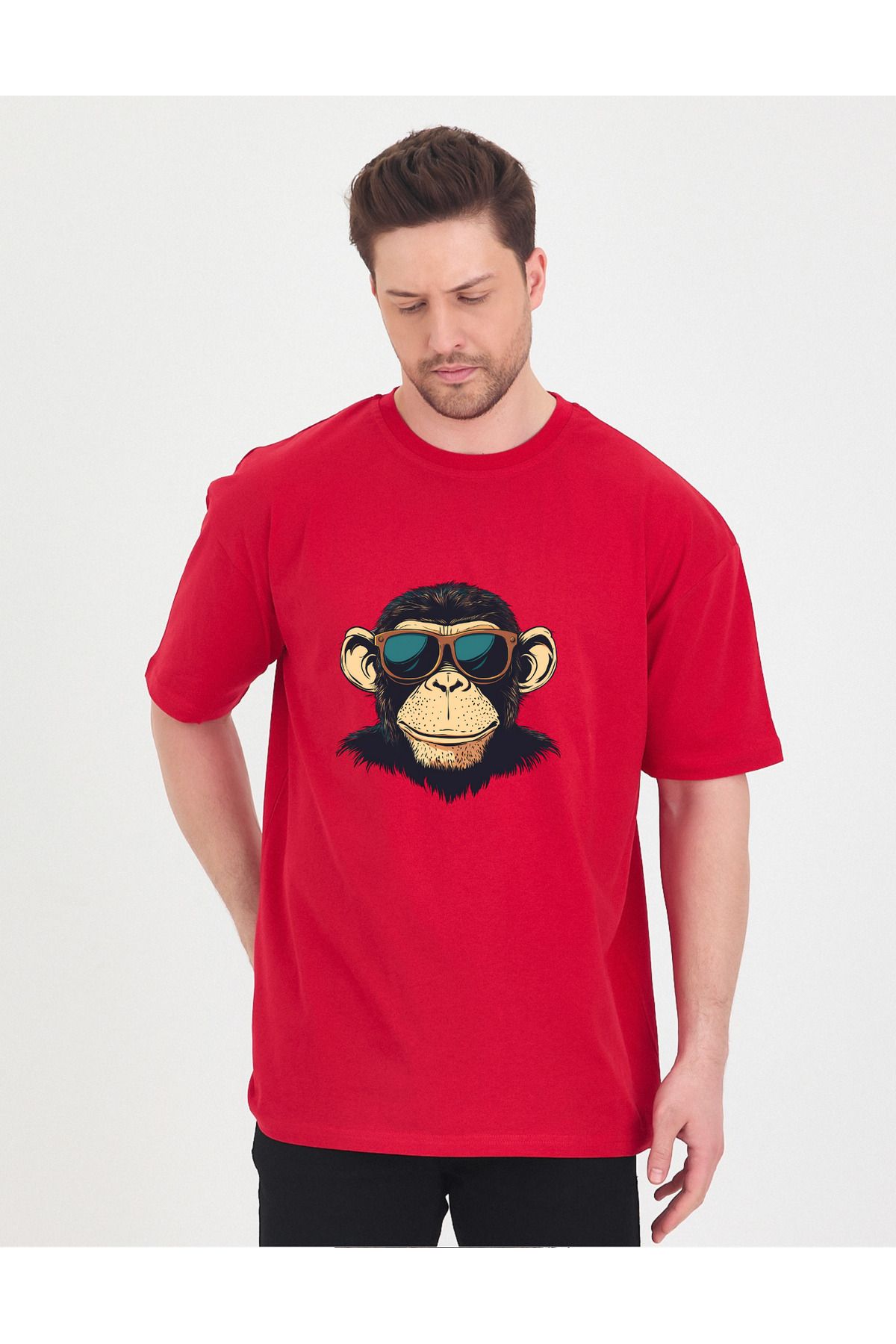 Windy Island Erkek Bisiklet Yaka Goril Baskılı Oversize T-shirt