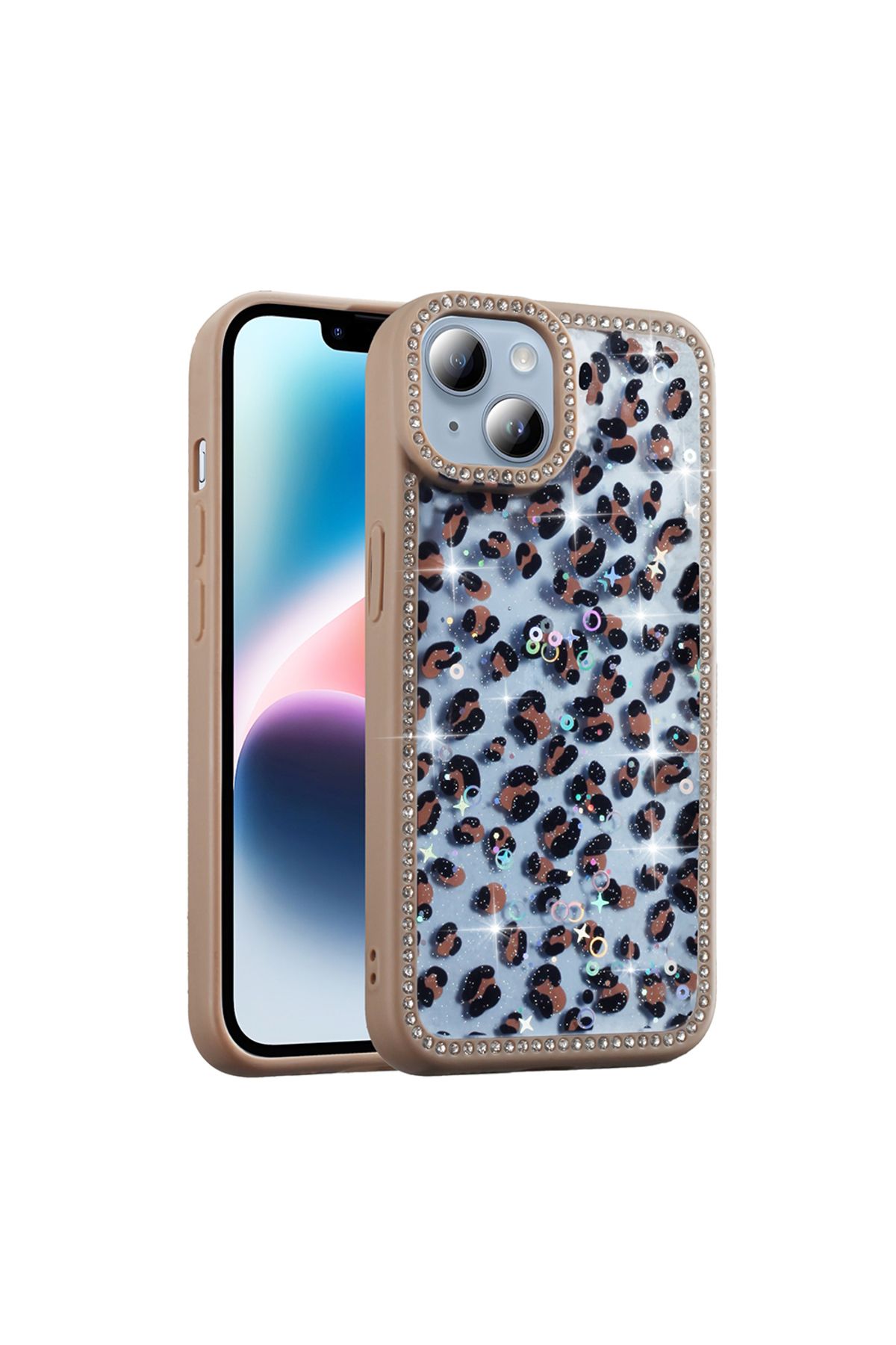 m.tk moveteck İphone 15 Kılıf Kelebek Pink Fiyonk Desenli Yumuşak Simli Taşlı Kenarlı Kamera Korumalı Kapak