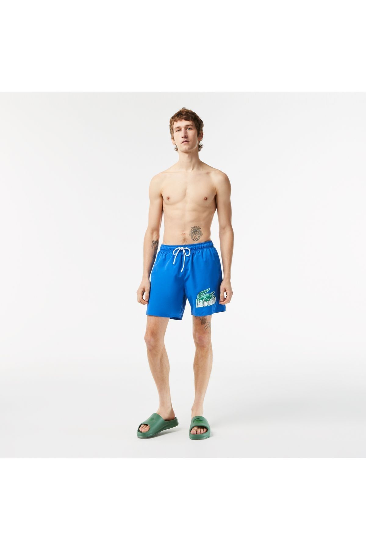 Lacoste Heritage Erkek Baskılı Mavi Mayo Şort