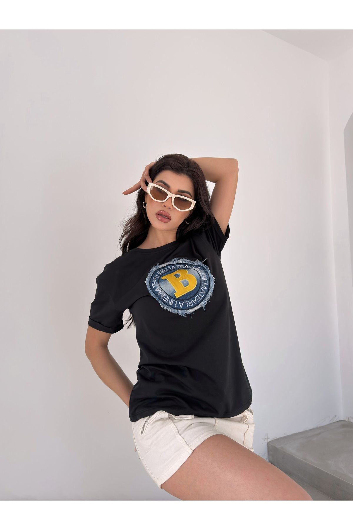 moda paketi Siyah Tişört Regular Fit / Normal Kesim