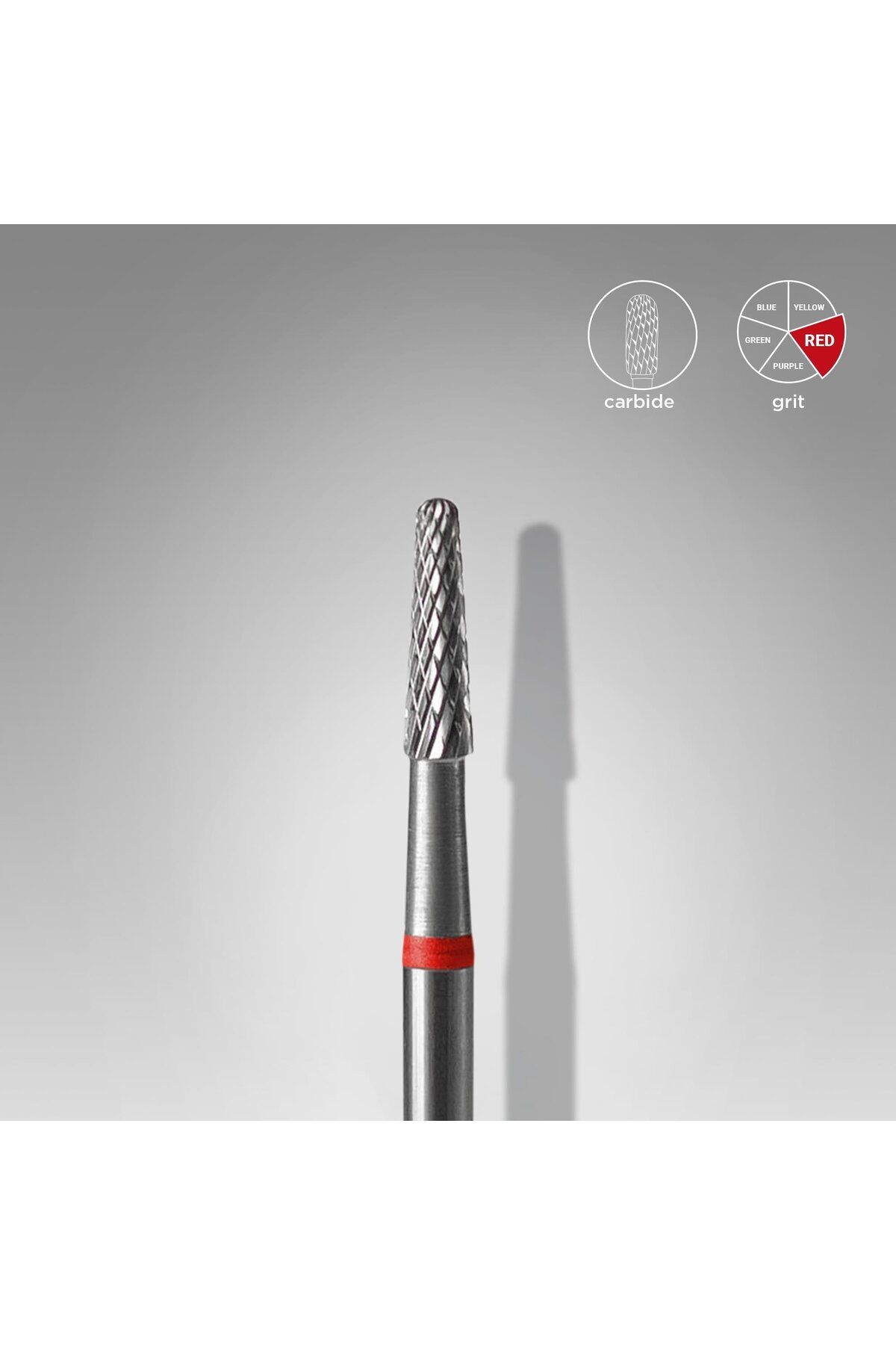 STALEKS Sert Alaşım Koni Freze, Kırmızı, Çap 2,3 mm / Çalışma Kısmı 8 mm