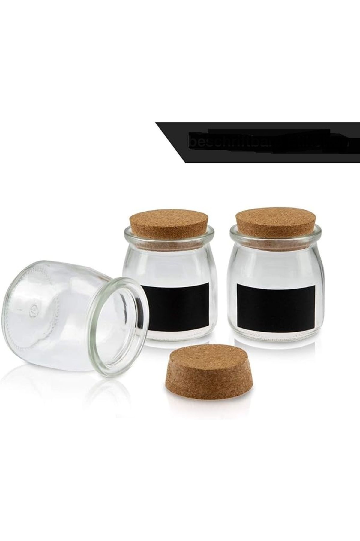 HEYNNA-Set of 12 HEYNNA spice jars with cork stopper, reusable labels and chalk marker 5