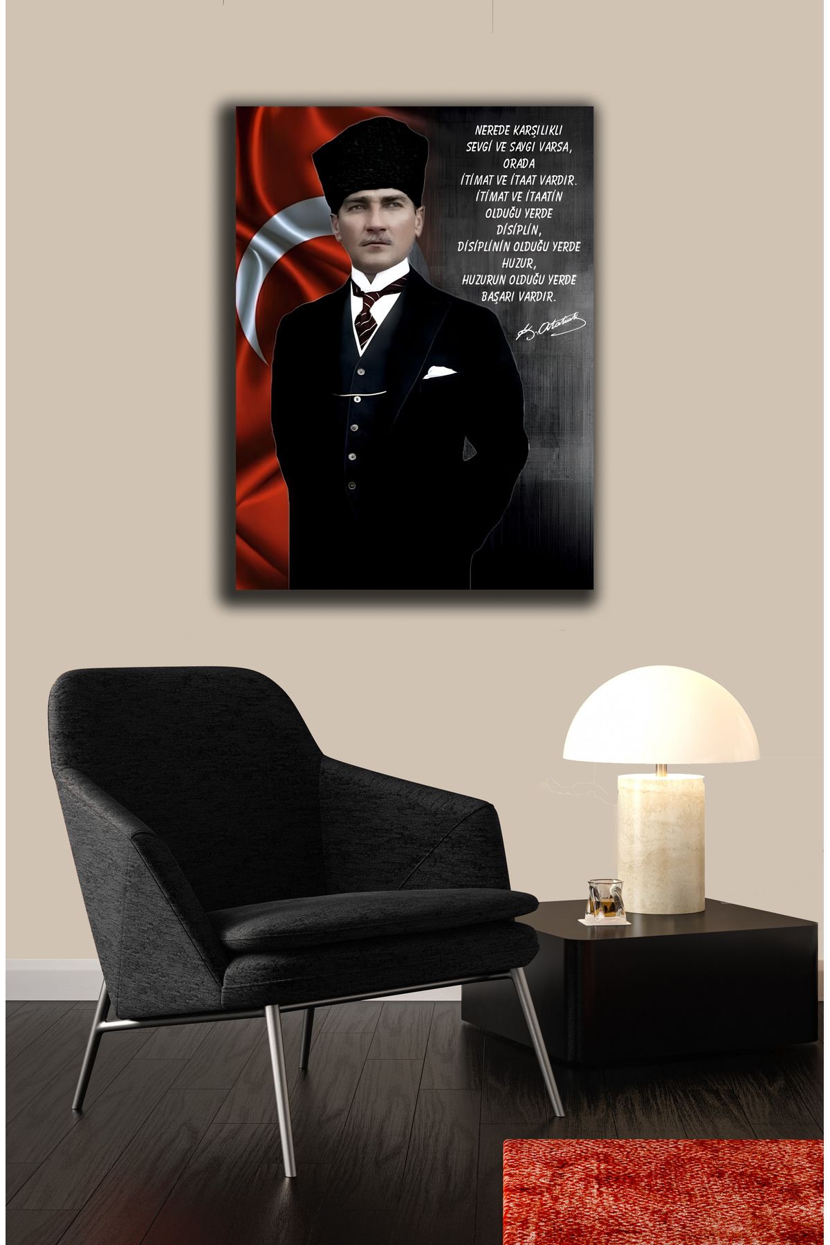 PRİME Concept Atatürk Kanvas tablo ev ofis dekorasyonu %100 pamuklu orijinal dokulu