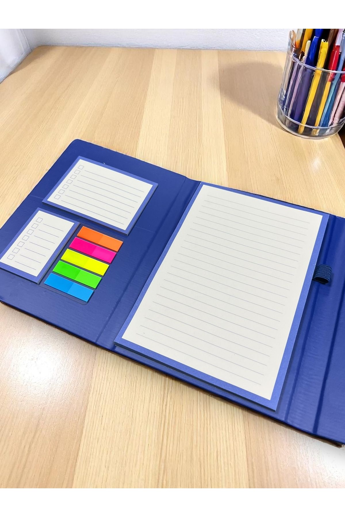 Kokoro Design Fumi Organizer Defter - 15x21 cm, Vegan Termo Deri Kaplama, Sert Mıknatıslı Kapaklı, Çizgili