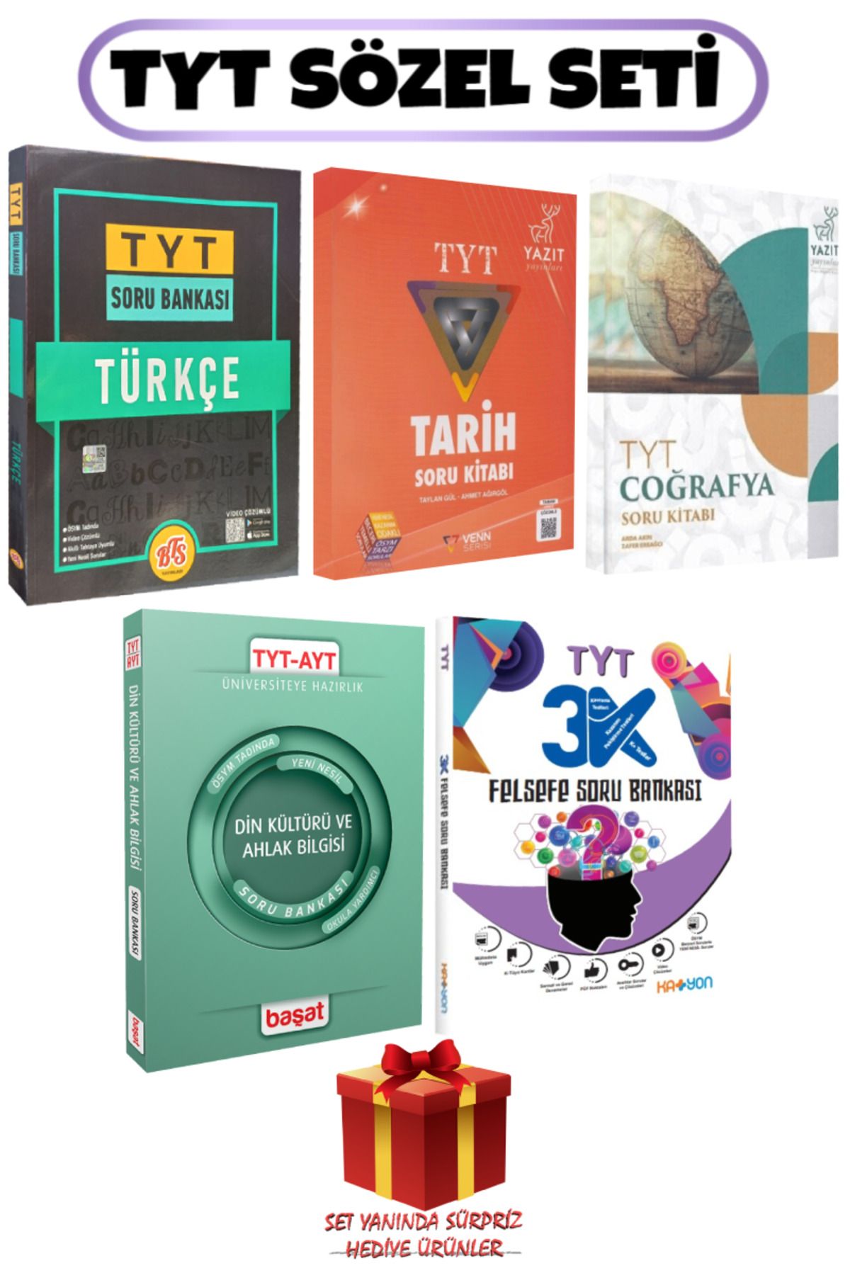 Başat Yayınları TYT Sözel Seti: Türkçe+Tarih+Coğrafya+Din Kültürü ve Ahlak Bilgisi+Felsefe Soru Bankası+Hediye