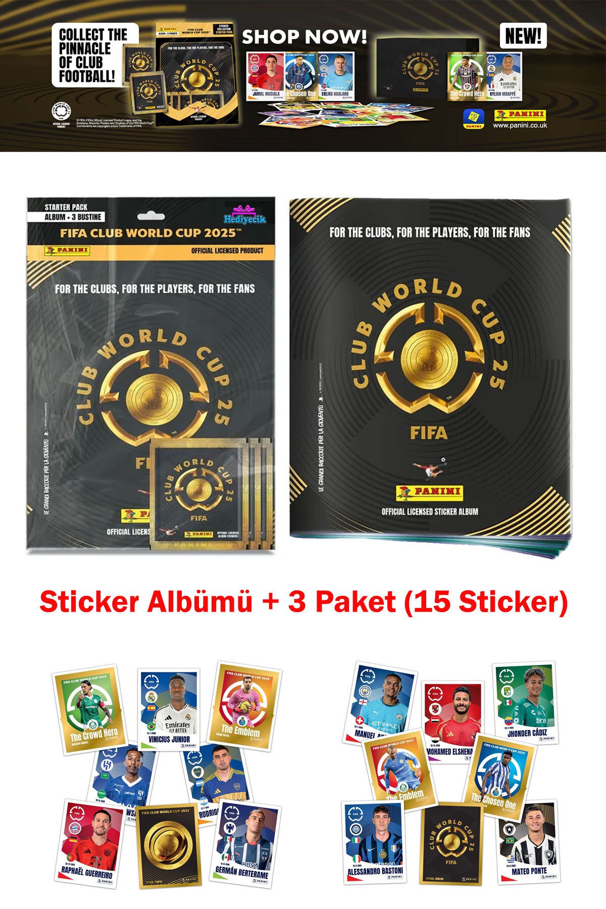 hediyecik Panini Fifa Club World Cup 2025 Sticker Albümü Dünya Kupası Resmi Çıkartma Koleksiyonu