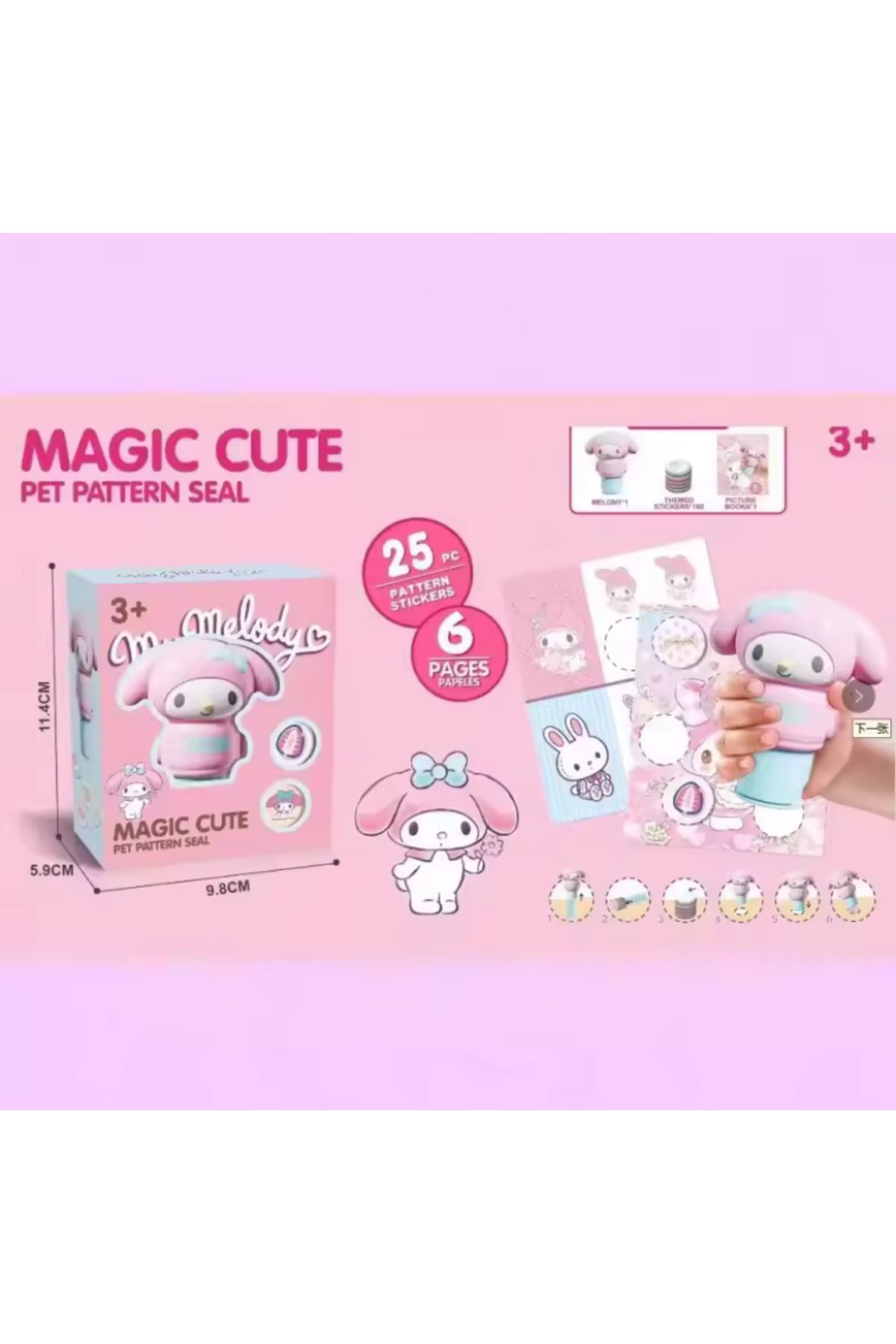 synshop My Melodi Melody Figür Sanrio 25 Adet Sticker Damga Kaşe Figür