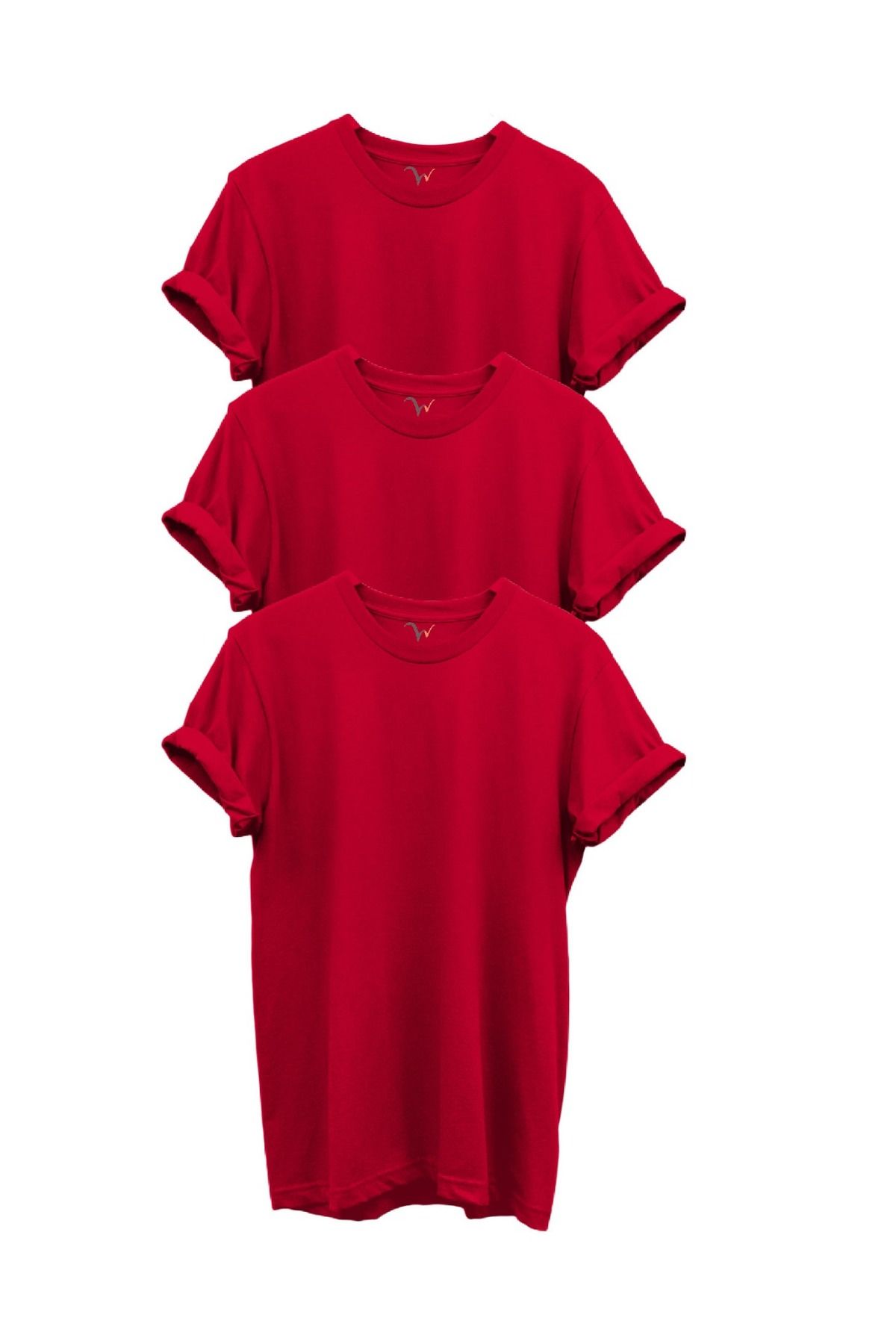 WİDİ 3'lü %100 Pamuk Regular Fit Bisiklet Yaka Premium T-Shirt