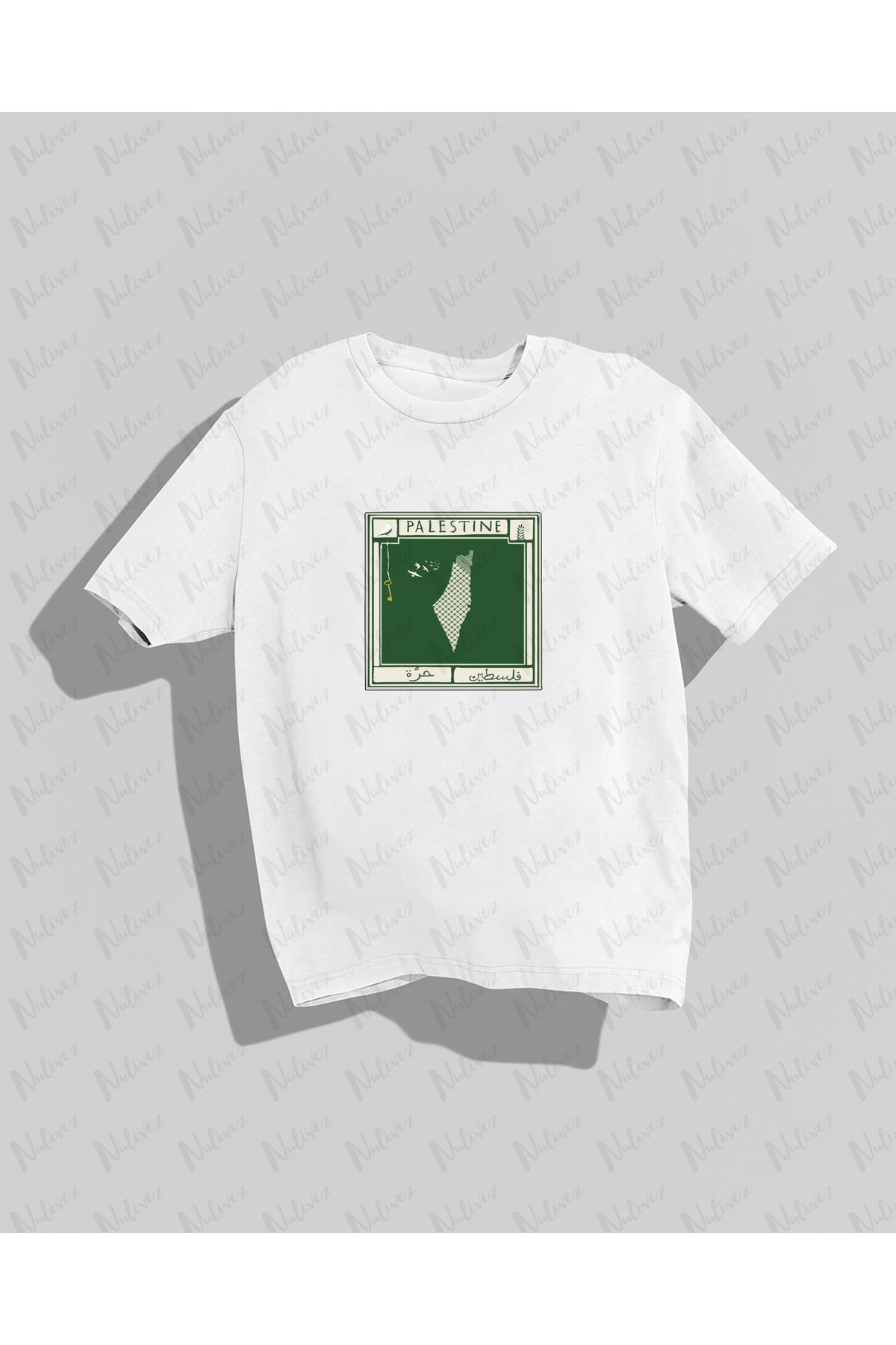 Nulivez Filistin Tasarımı Baskılı Yüksek Kalite Kompakt Unisex Oversize T-Shirt