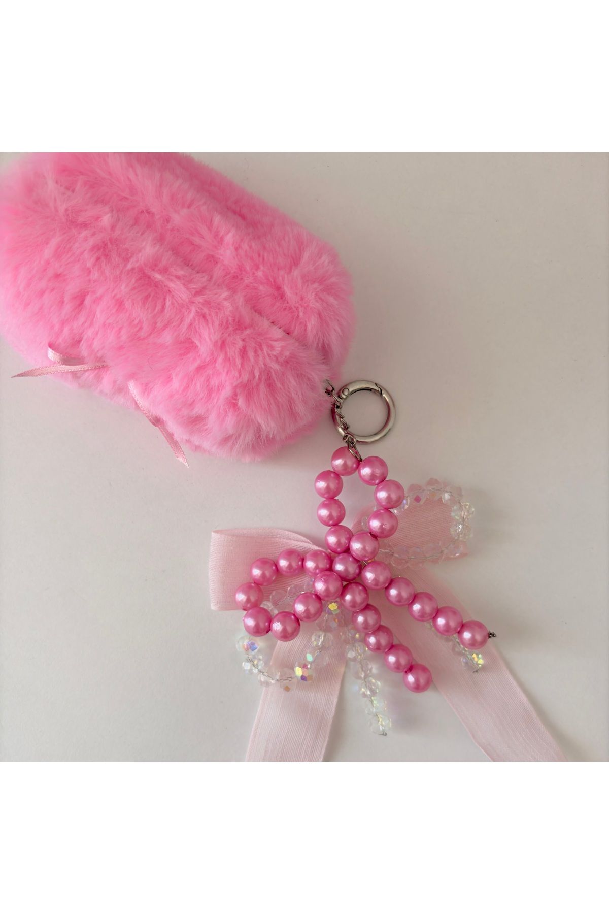 PİNKUE Pinkue Candy Bow Charm & Soft Mini Pouch Set / Airpods - Anahtarlık - Çanta Süsü